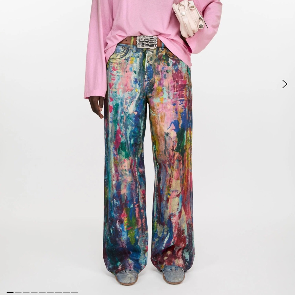 ACNE Studios Baggy Fit Paint Splatter Print Jeans.
